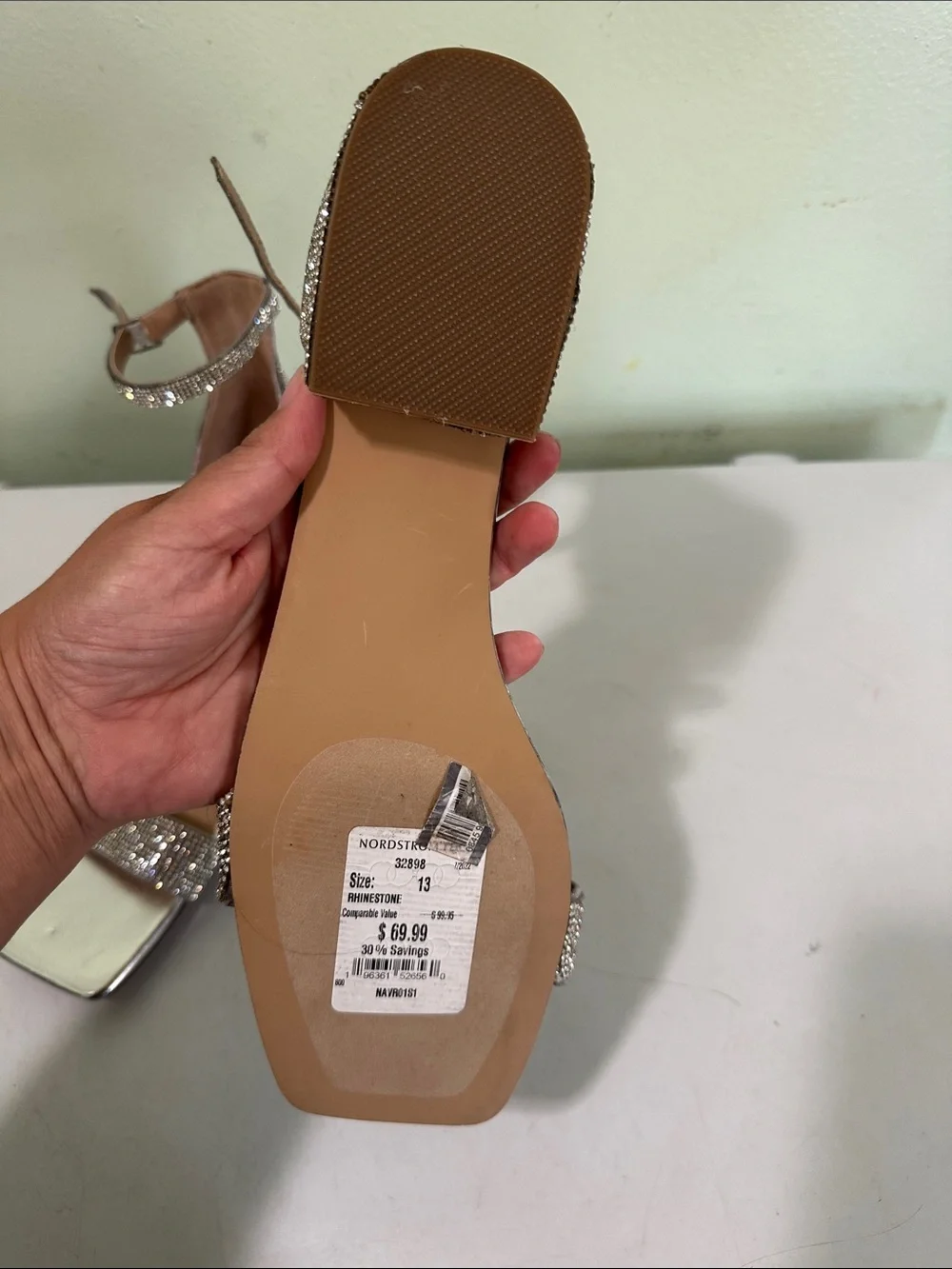 Steve Madden Silver Crystal Ankle-Strap Block Heels - Picture 4 of 5